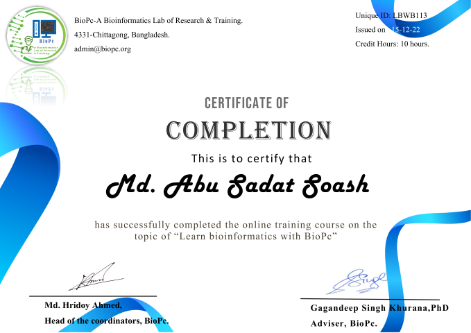 biopc certificate of soash